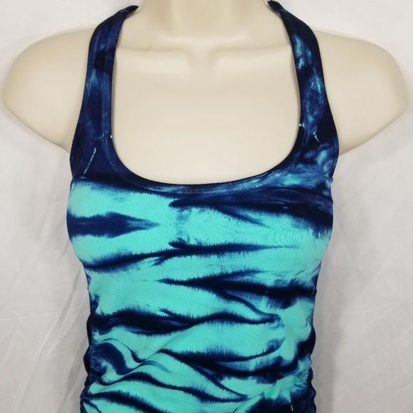 Womens Nux Newly Charmed Tank Magic Mint Blue Racerback Tank Tie Dye Small - Picture 3 of 8